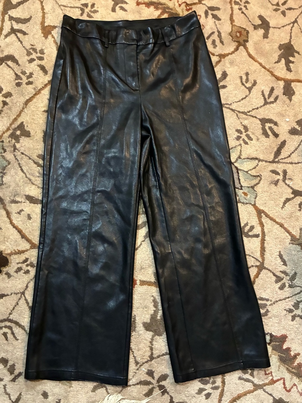 7 for all mankind Black Faux Leather trouser style pants-S